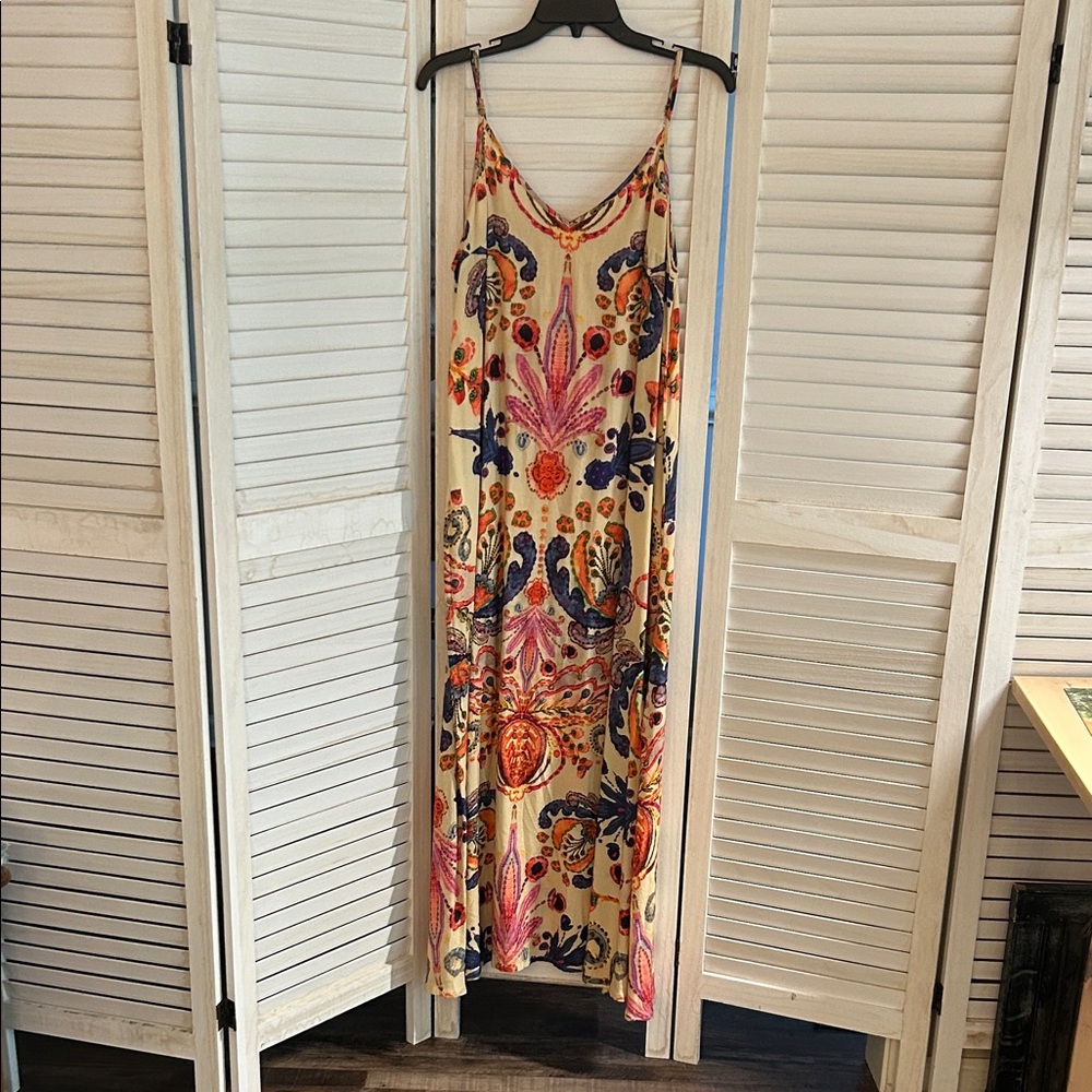 NATURAL LIFE Cream and Orange Floral Maxi Dress